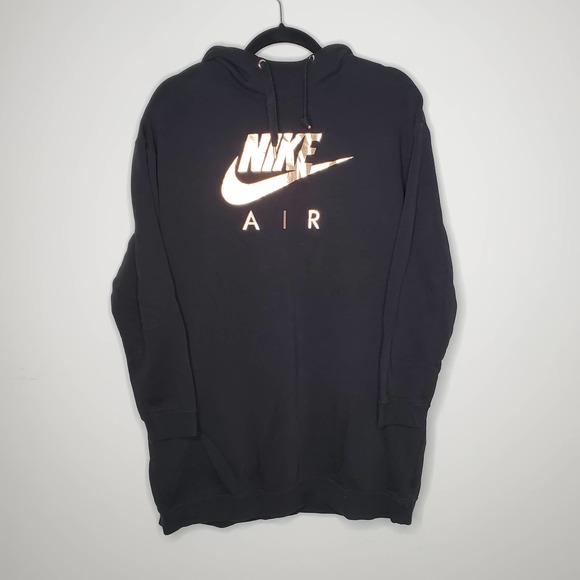 NIKE Air Black Rose Gold Light Fleece Oversized Pullover Hoodie Sz M - Picture 2 of 7